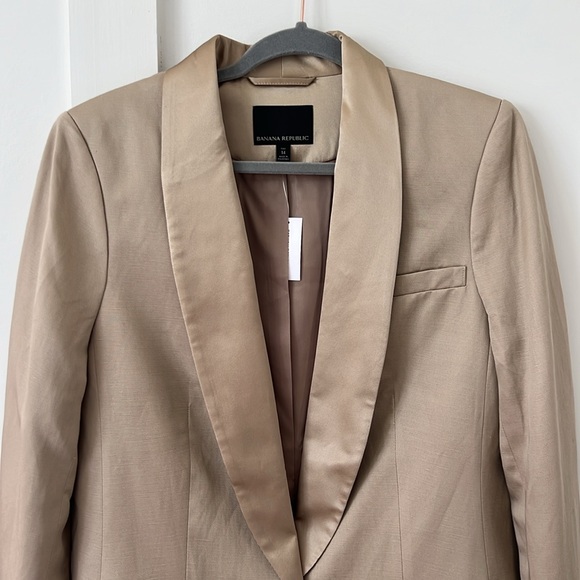 NWT BANANA REPUBLIC MAVERICK TAN TUXEDO BLAZER JACKET Size 14 TALL - Picture 7 of 14